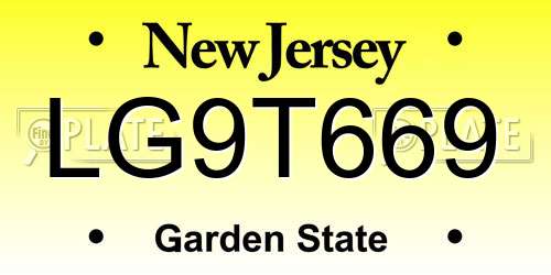 LG9T669 New Jersey License Plate