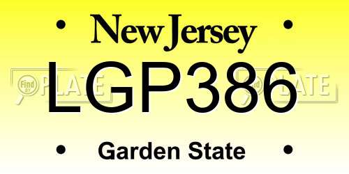 LGP386 New Jersey License Plate