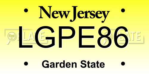 LGPE86 New Jersey License Plate
