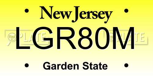 LGR80M New Jersey License Plate