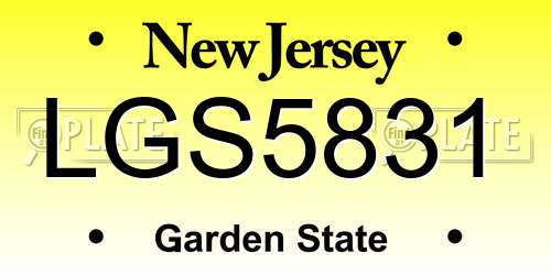LGS5831 New Jersey License Plate