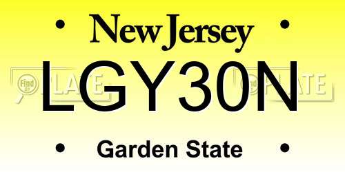 LGY30N New Jersey License Plate