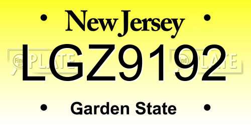 LGZ9192 New Jersey License Plate