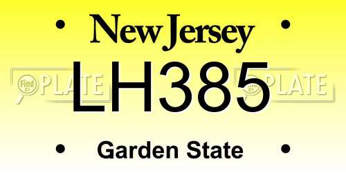 LH385 New Jersey License Plate