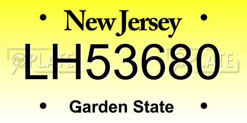 LH53680 New Jersey License Plate