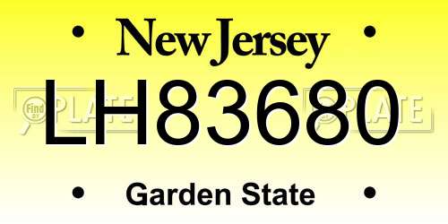 LH83680 New Jersey License Plate