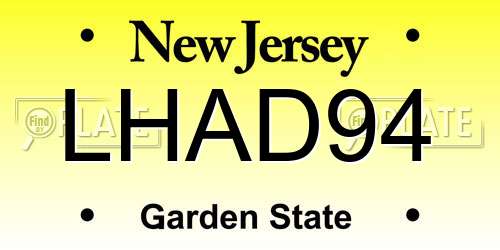 LHAD94 New Jersey License Plate