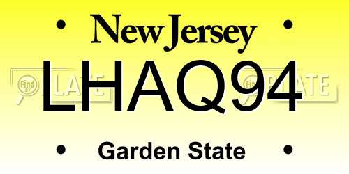 LHAQ94 New Jersey License Plate