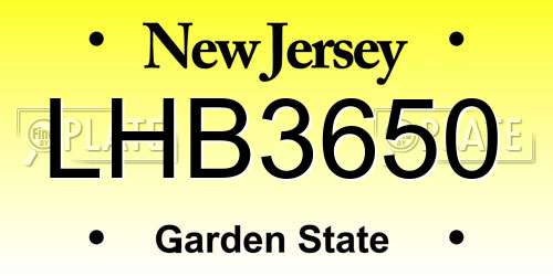 LHB3650 New Jersey License Plate