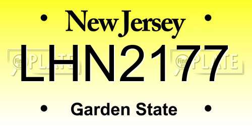 LHN2177 New Jersey License Plate
