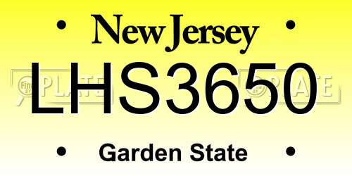 LHS3650 New Jersey License Plate