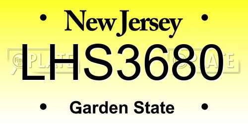 LHS3680 New Jersey License Plate
