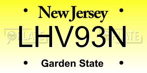 LHV93N New Jersey License Plate