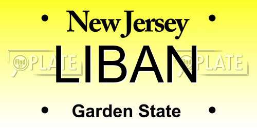 LIBAN New Jersey License Plate