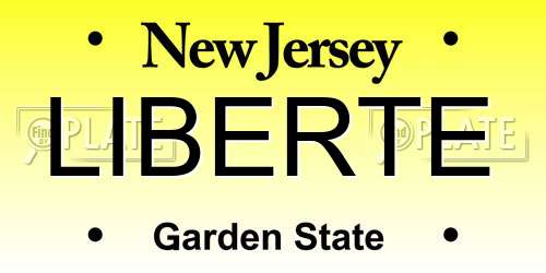 LIBERTE New Jersey License Plate