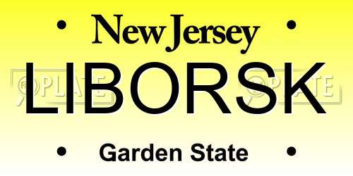 LIBORSK New Jersey License Plate