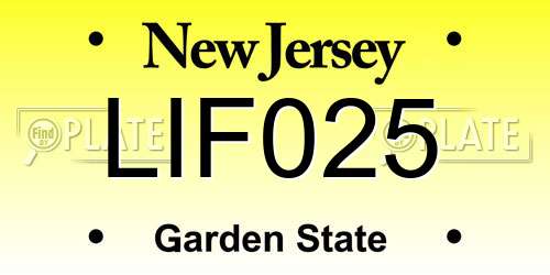 LIF025 New Jersey License Plate