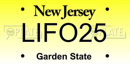 LIFO25 New Jersey License Plate