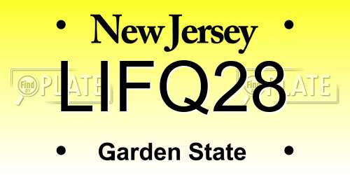 LIFQ28 New Jersey License Plate