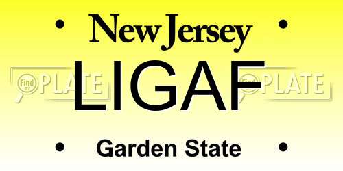 LIGAF New Jersey License Plate