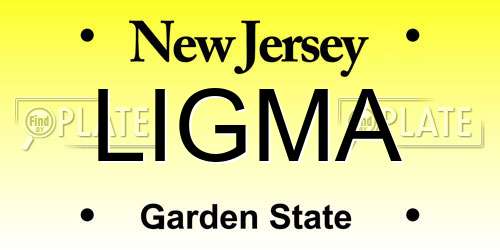 LIGMA New Jersey License Plate