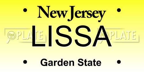 LISSA New Jersey License Plate
