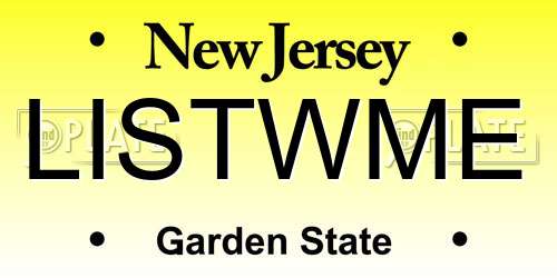 LISTWME New Jersey License Plate