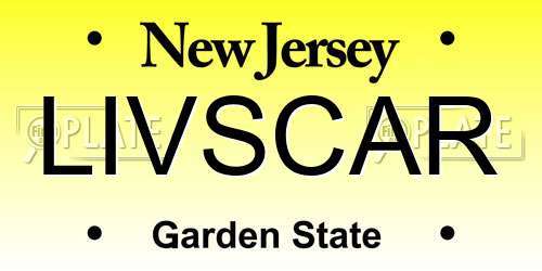 LIVSCAR New Jersey License Plate