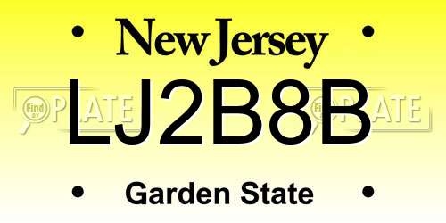 LJ2B8B New Jersey License Plate