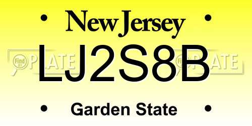LJ2S8B New Jersey License Plate