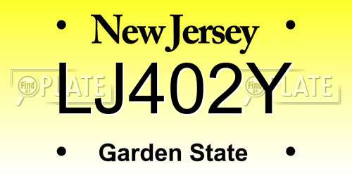 LJ402Y New Jersey License Plate