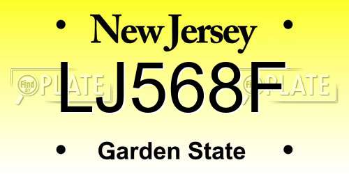 LJ568F New Jersey License Plate