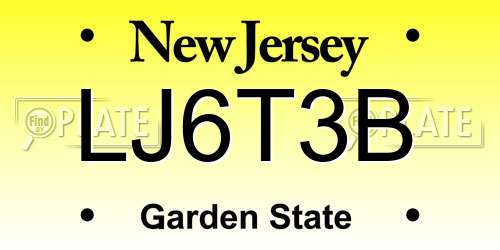 LJ6T3B New Jersey License Plate