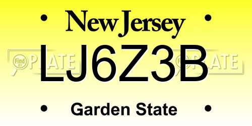 LJ6Z3B New Jersey License Plate