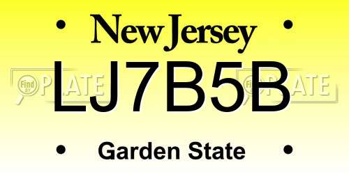 LJ7B5B New Jersey License Plate