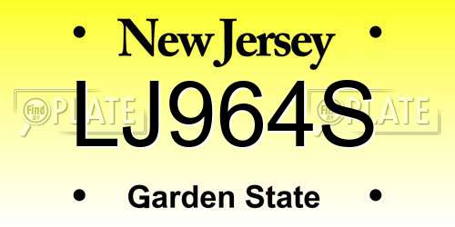 LJ964S New Jersey License Plate
