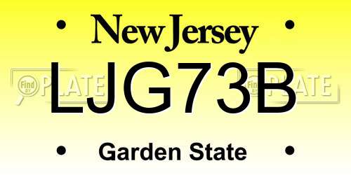 LJG73B New Jersey License Plate