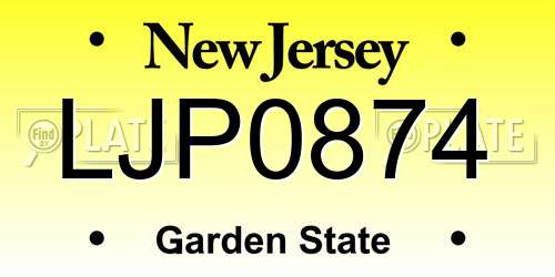 LJP0874 New Jersey License Plate
