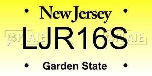LJR16S New Jersey License Plate
