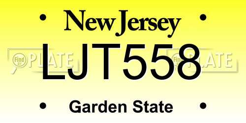 LJT558 New Jersey License Plate