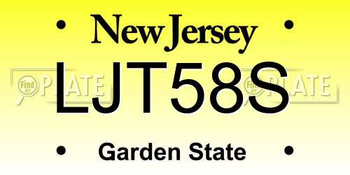 LJT58S New Jersey License Plate