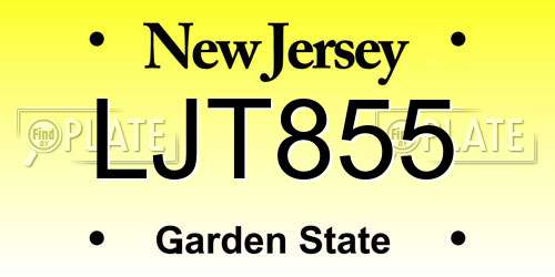 LJT855 New Jersey License Plate