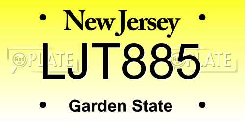 LJT885 New Jersey License Plate