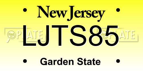LJTS85 New Jersey License Plate