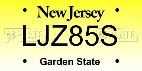LJZ85S New Jersey License Plate