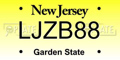 LJZB88 New Jersey License Plate