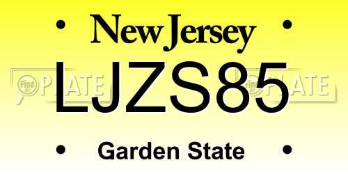 LJZS85 New Jersey License Plate