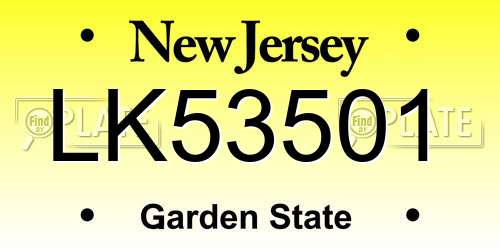 LK53501 New Jersey License Plate