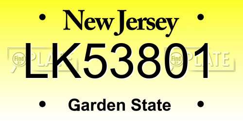 LK53801 New Jersey License Plate