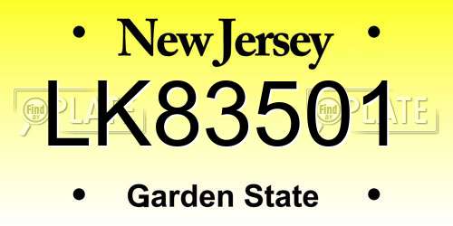 LK83501 New Jersey License Plate